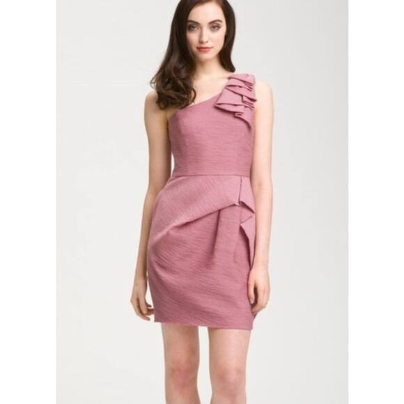 BCBGMAXAZRIA One Shoulder Formal Audrey Dress Dusky Rose Size 6 Prom Hoco - Picture 1 of 10